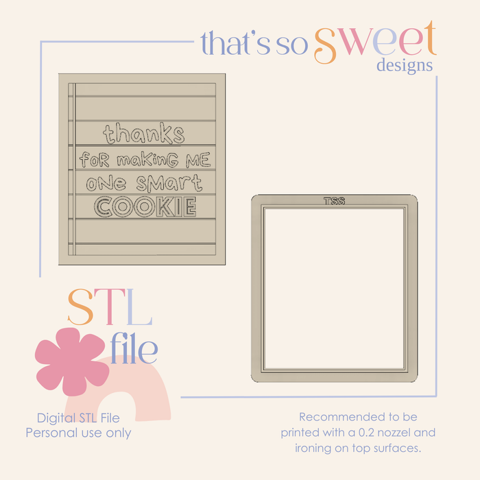 Digital STL - Smart Cookie Note Page Stamp and Cutter